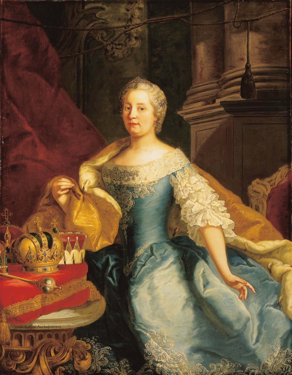 Portrett av keiserinne Maria Theresa, 1749 av Johann Gottfried Auerbach