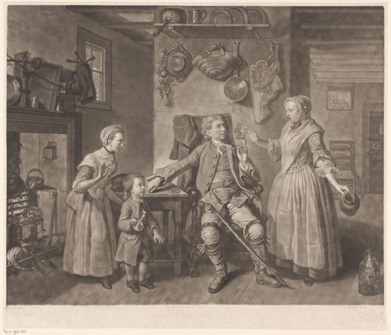 Portrett av skuespilleren David Garrick i rollen som en bonde som vender hjem av Johann Gottfried Haid
