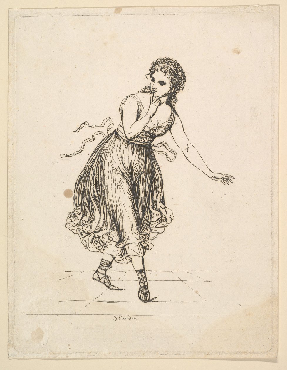 Woman Alone, fra serien The Dancing Pair Vigano.nd av Johann Gottfried Schadow