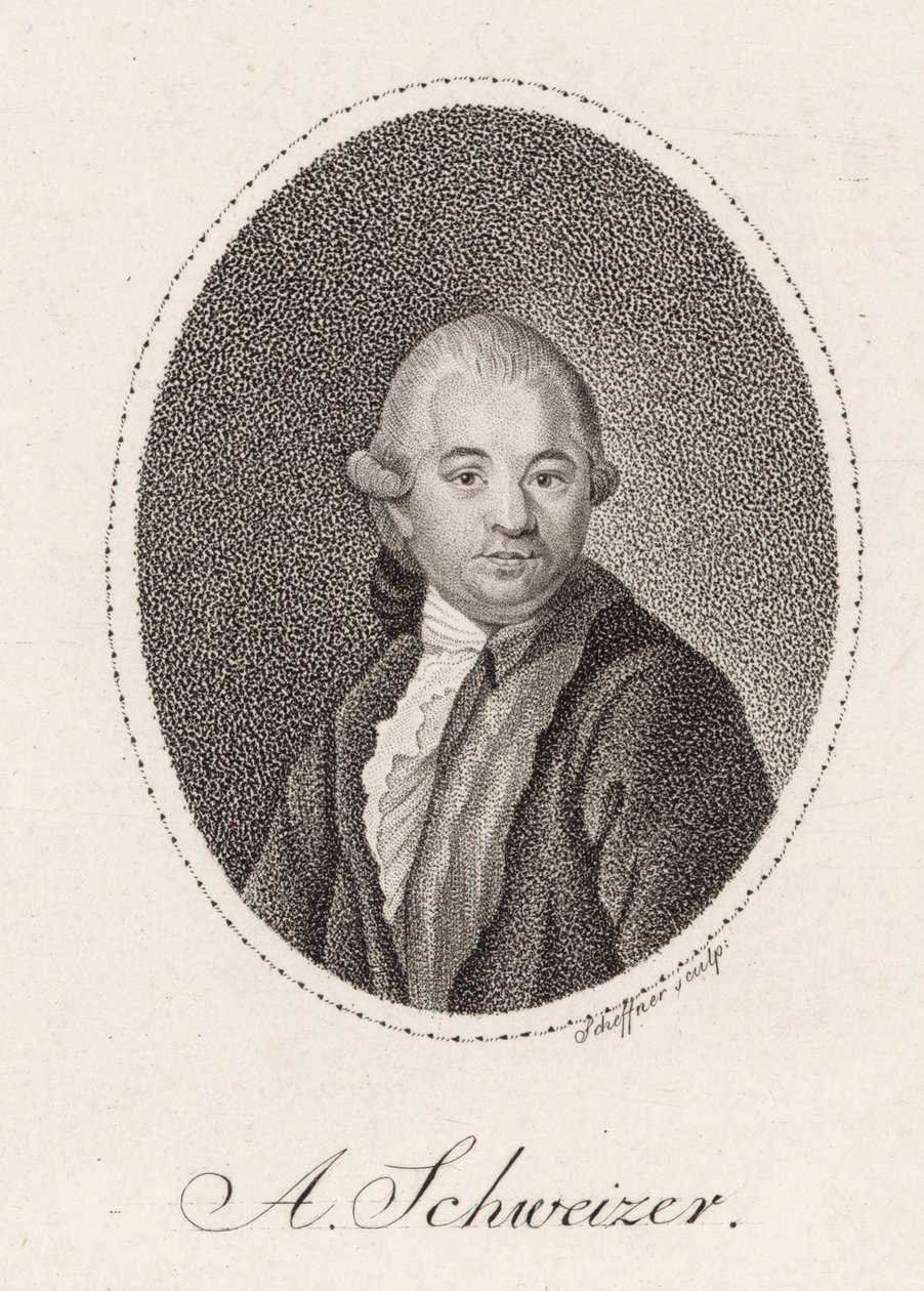 Portrett av komponisten Anton Schweitzer 1735-1787, 1785. av Johann Gottfried Scheffner