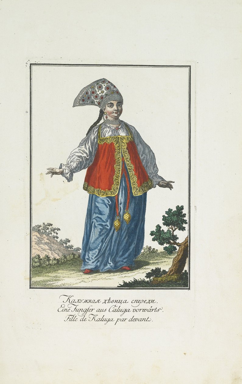 En jomfru fra Kaluga i festkjole av Johann Gottlieb Georgi