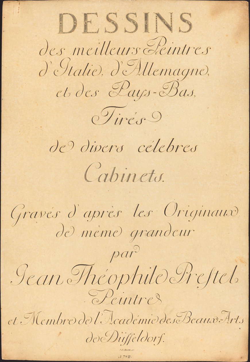 Tegninger av de beste malerne i Italia, Tyskland og Nederland, hentet fra forskjellige kjente skap av Johann Gottlieb Prestel, Maria Catharina Prestel, and Regina Schönecker
