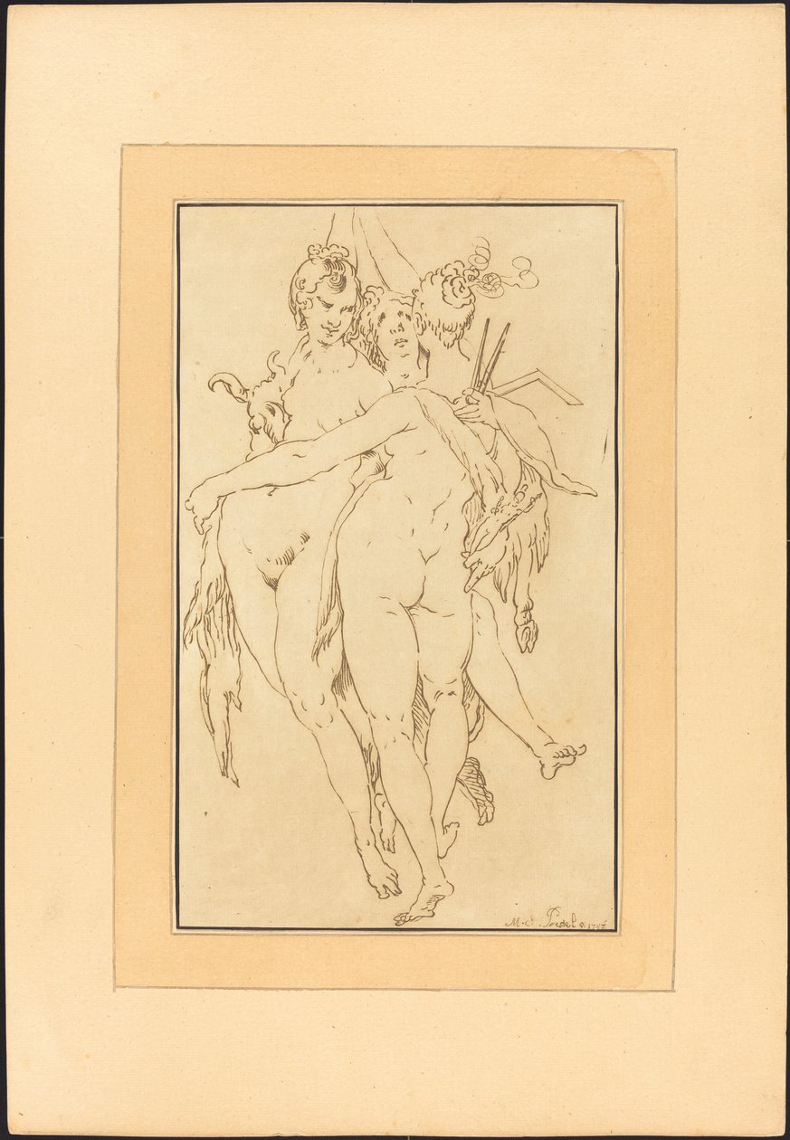 Skulptur, maleri, arkitektur av Johann Gottlieb Prestel after Bartholomaeus Spranger