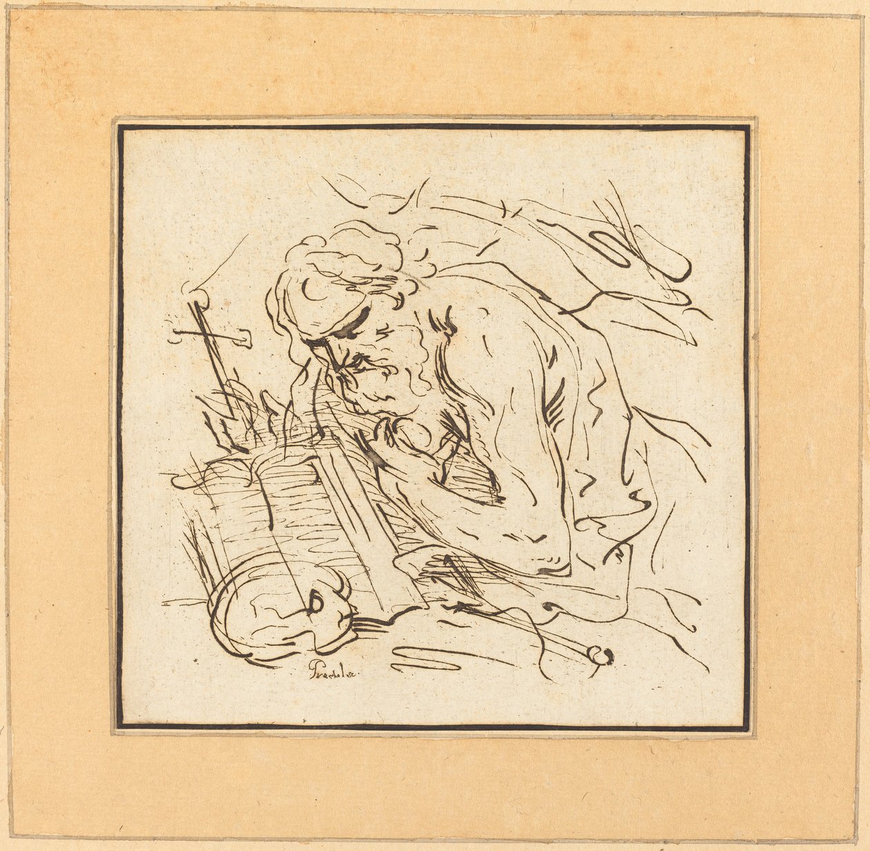 Den hellige Jerome av Johann Gottlieb Prestel after Domenichino