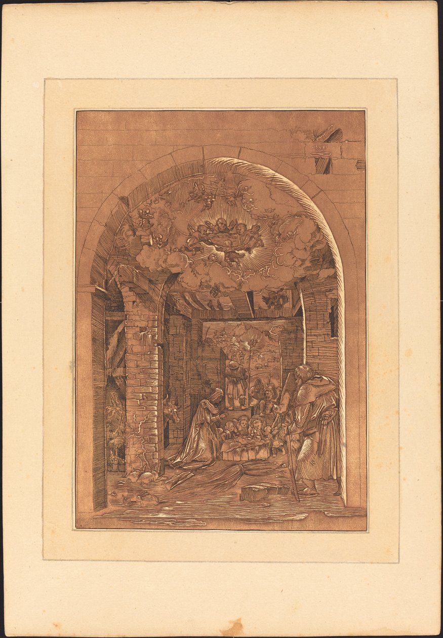 Hyrdenes tilbedelse av Johann Gottlieb Prestel after a 16th Century German Artist