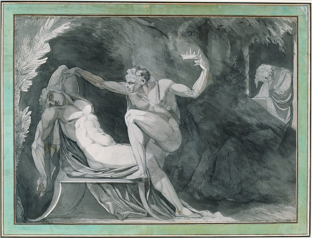 Danmarks konge blir forgiftet i søvne av sin bror av Johann Heinrich Füssli