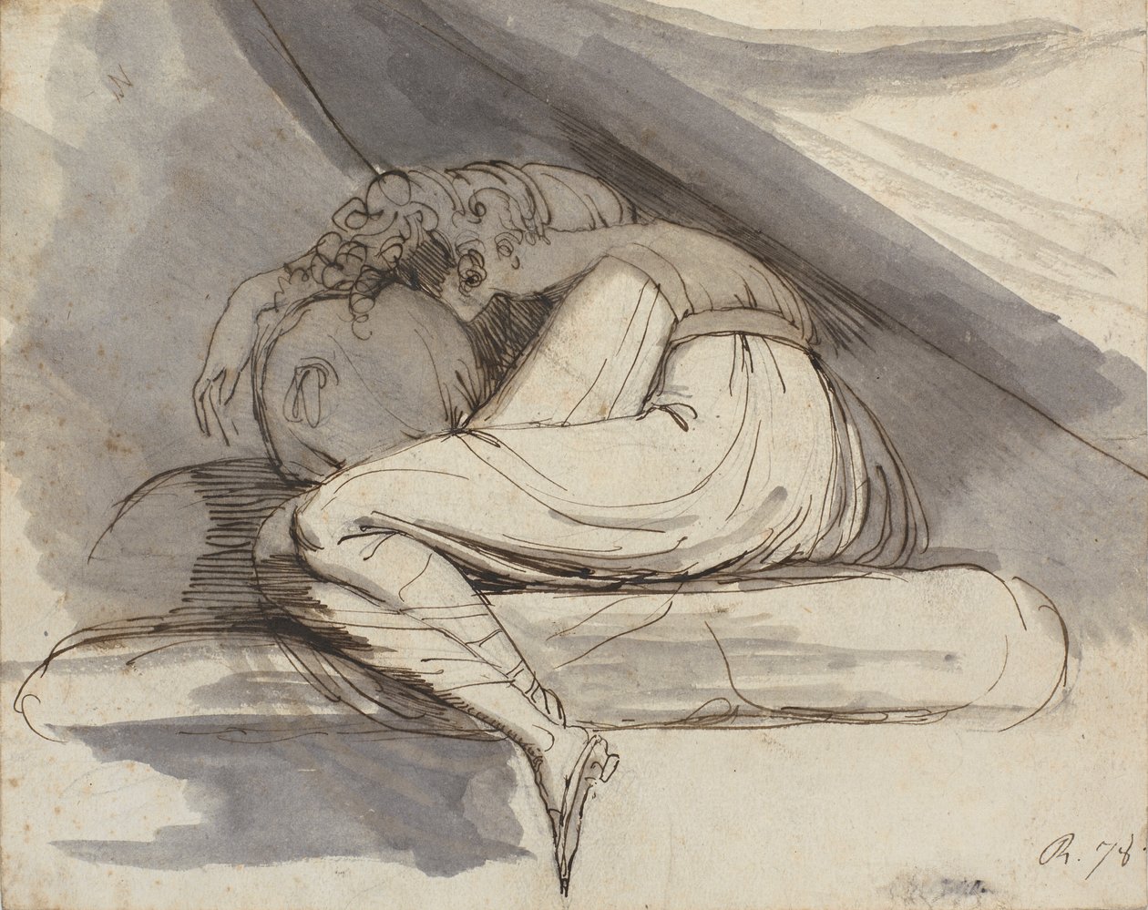 Kvinne sitter, krøllet sammen av Johann Heinrich Füssli