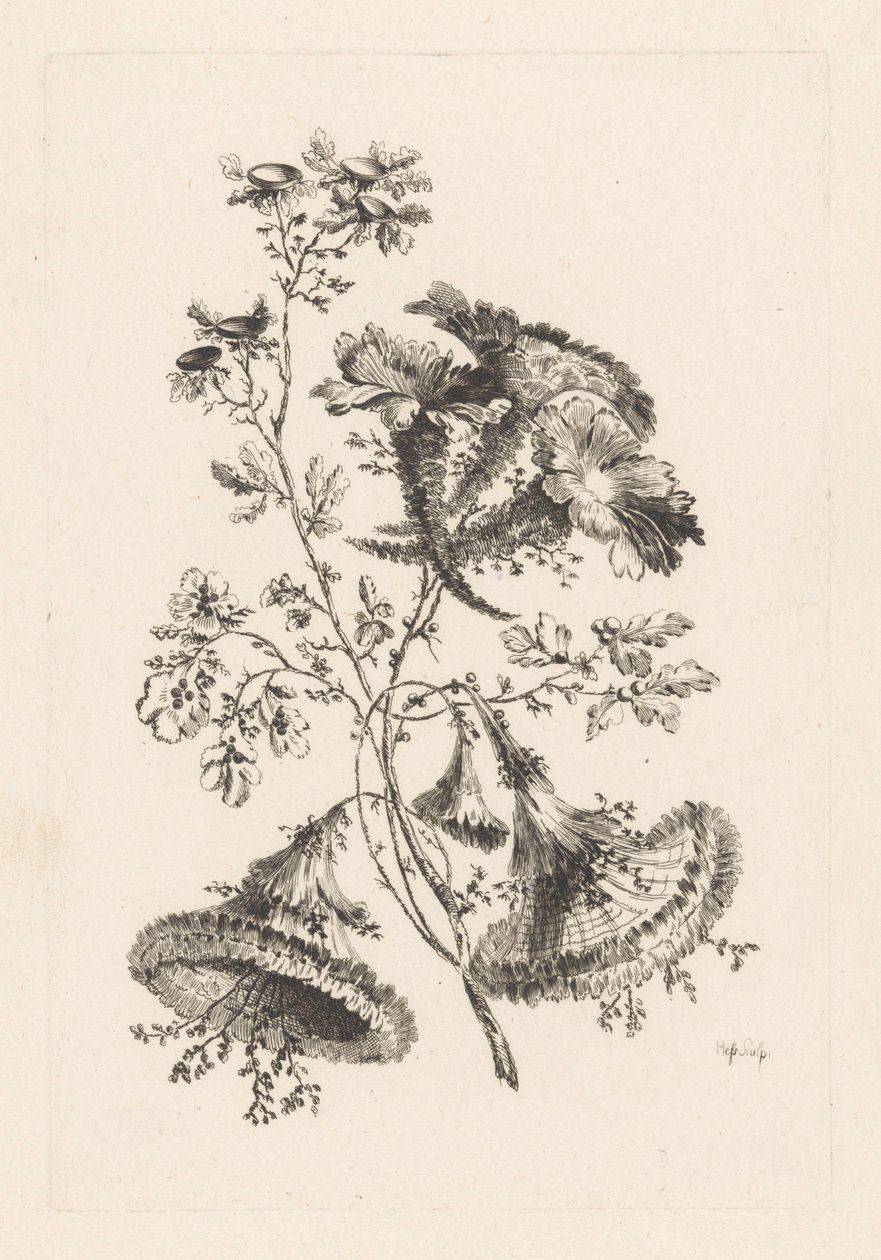 Trekantede blomster Fleures Baroque (serietittel) av Johann Heinrich  Hess