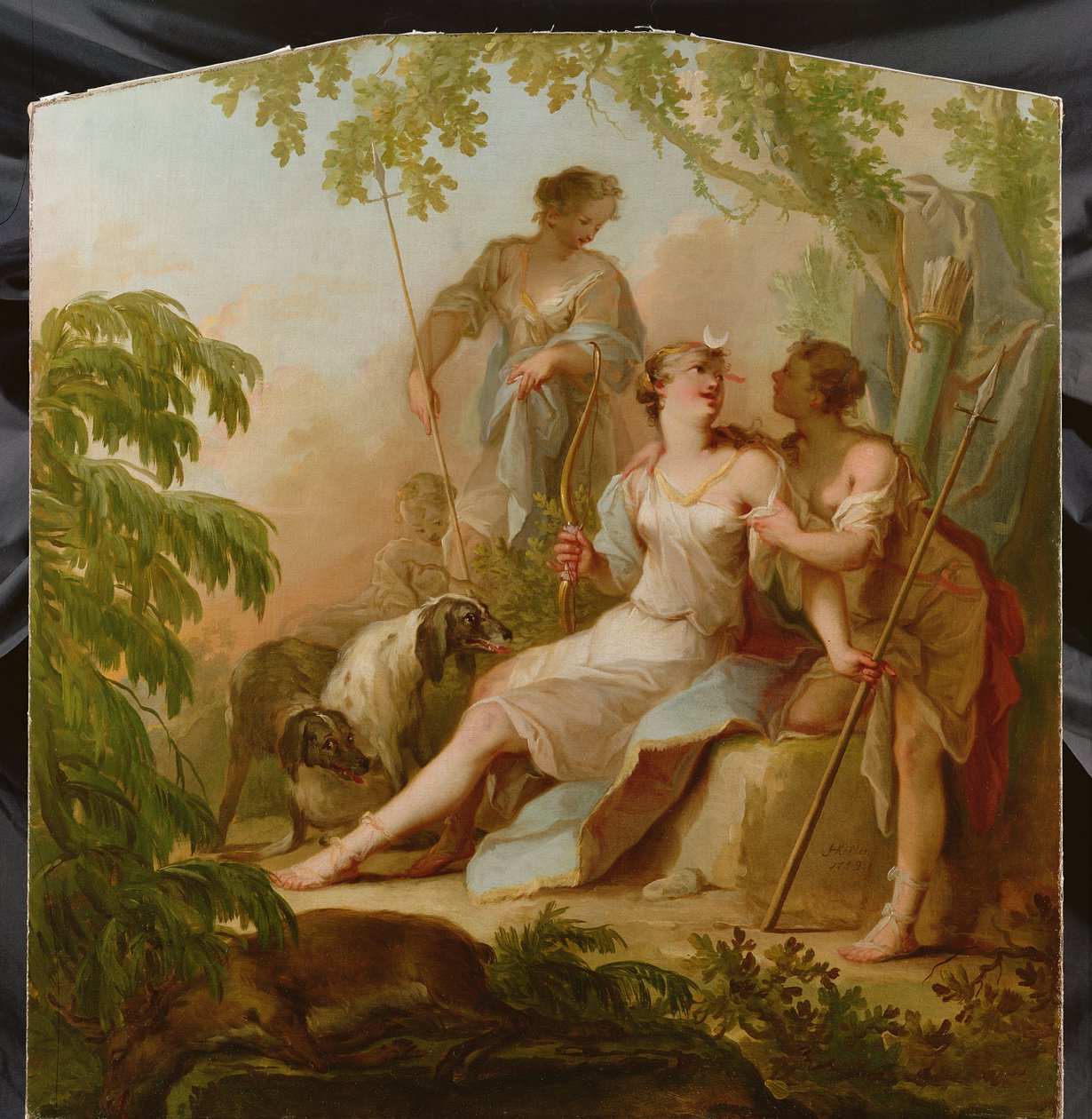 Diana hviler etter jakten av Johann Heinrich Keller