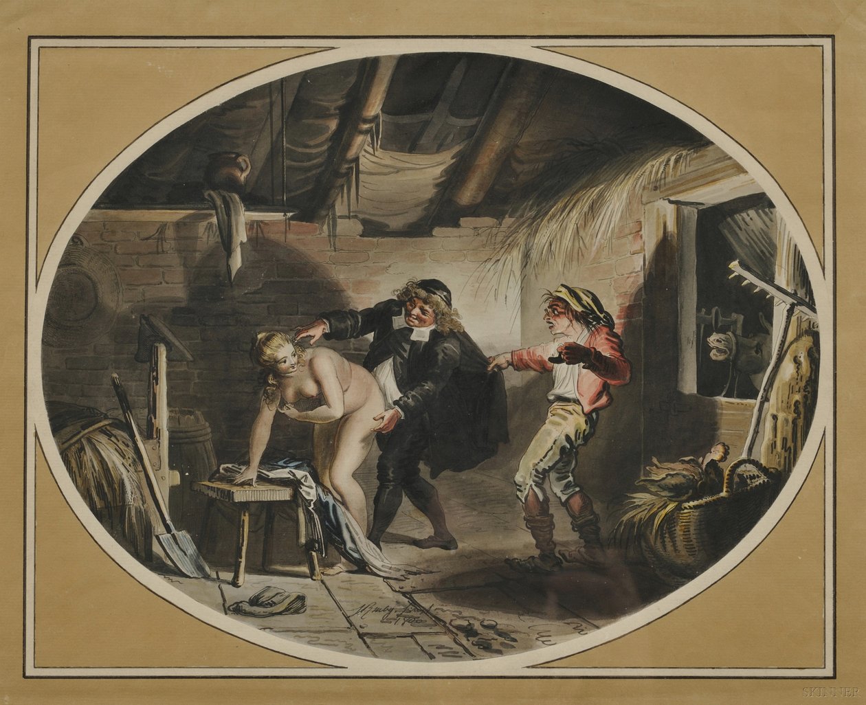 La Jument du compère Pierre etter diktet av Jean de La Fontaine, 1800 av Johann Heinrich Ramberg