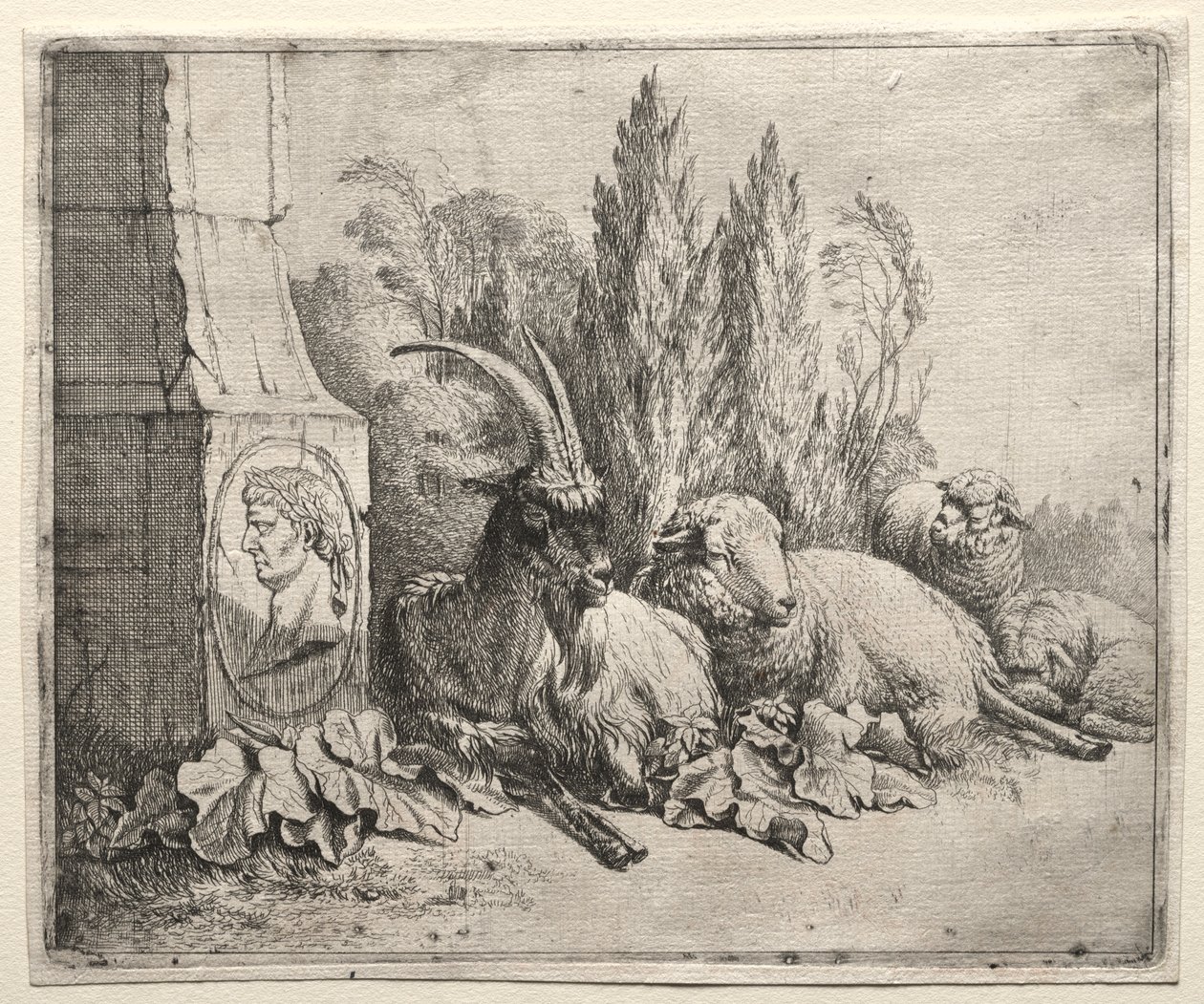 Byste på bunnen av en pyramide av Johann Heinrich Roos