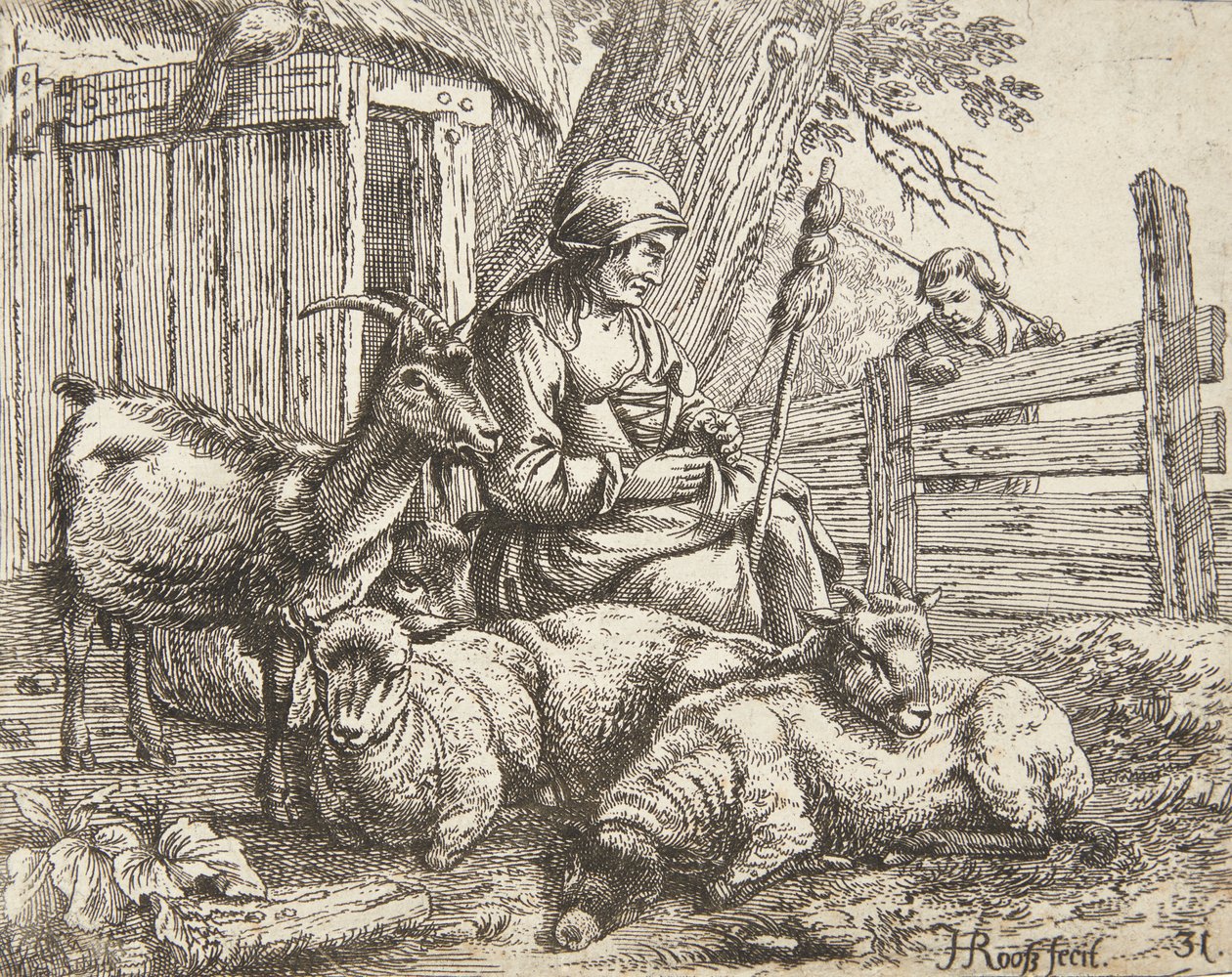 Et spinnende hjul av Johann Heinrich Roos