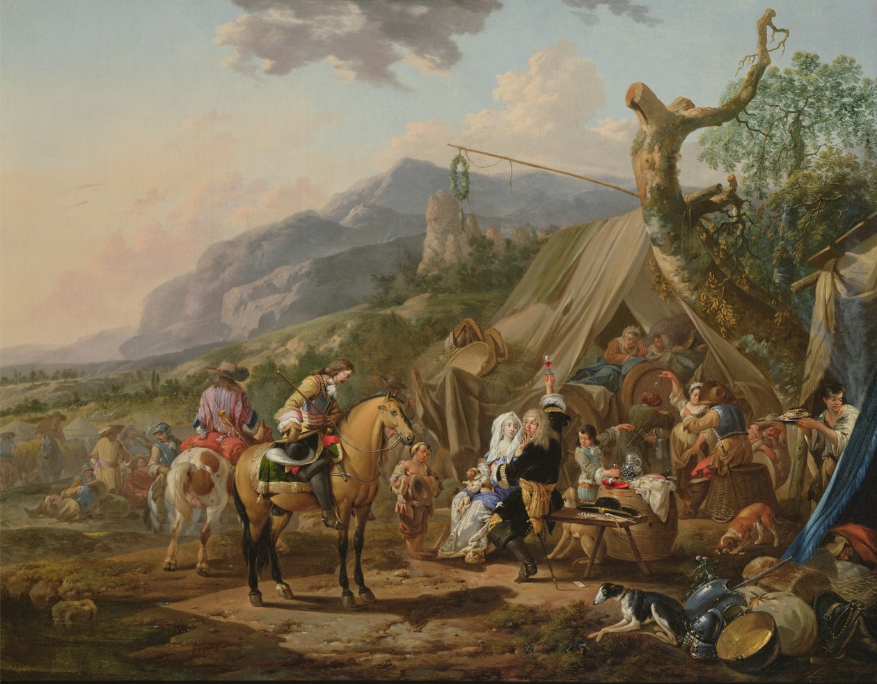 Militær sjef ved et fjellleir med lystige av Johann Heinrich Roos