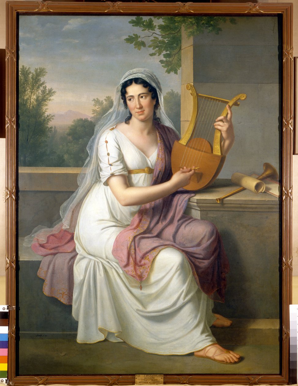 Portrett av den spanske sangerinnen Isabelle Colbran (1785-1845) med en lyre Maleri av Johan Heinrich Schmidt (1749-1829) 1817 Milano, museo del Teatro alla scala av Johann Heinrich Schmidt