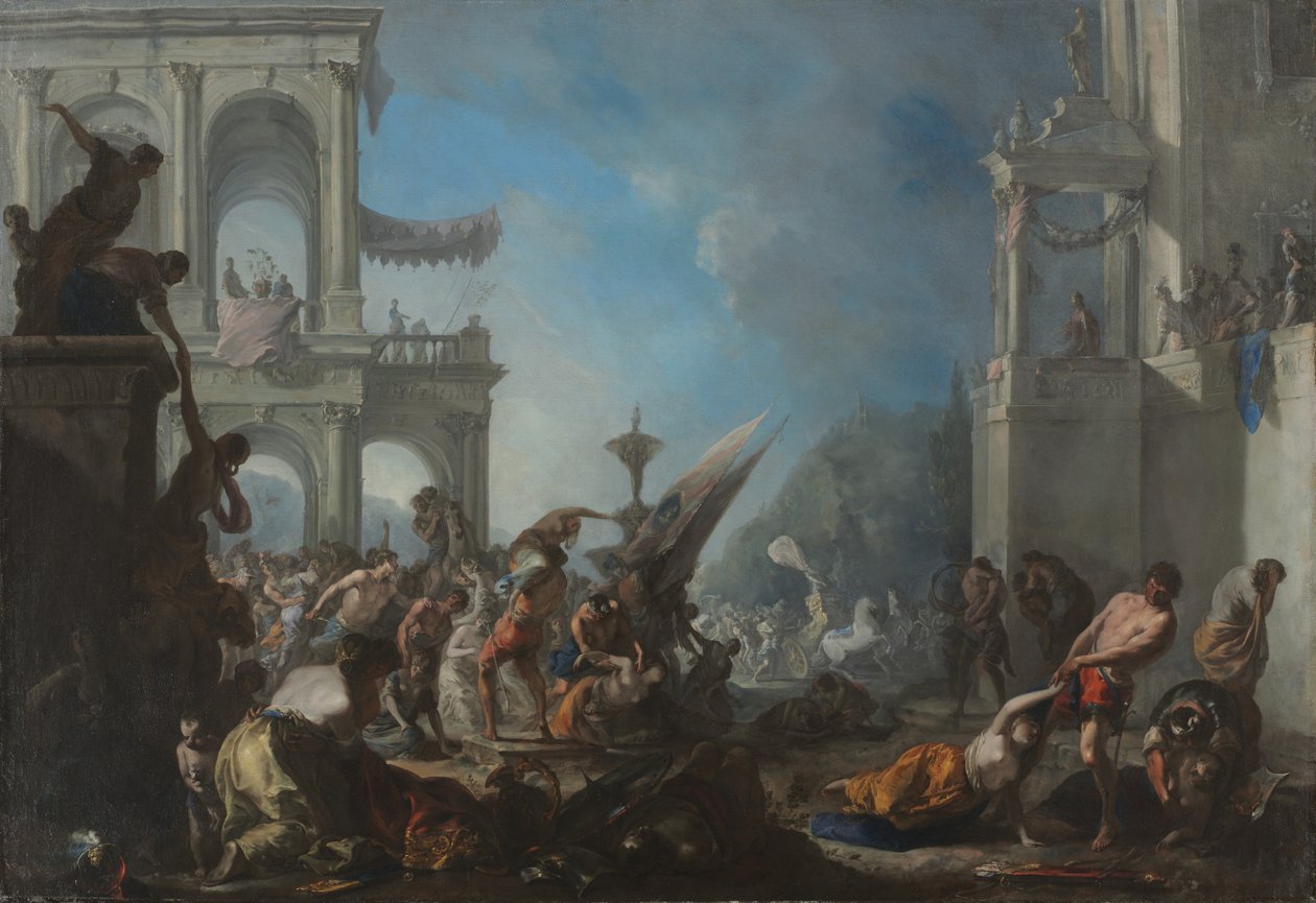 Bortføring av sabinskvinnene, ca. 1640. av Johann Heinrich Schönfeld
