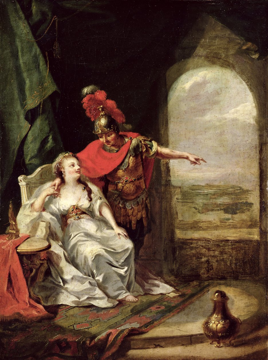 Anthony forteller Cleopatra om hans seier over kavaleriet til Octavian, ca. 1769 (detaljer) av Johann Heinrich Tischbein