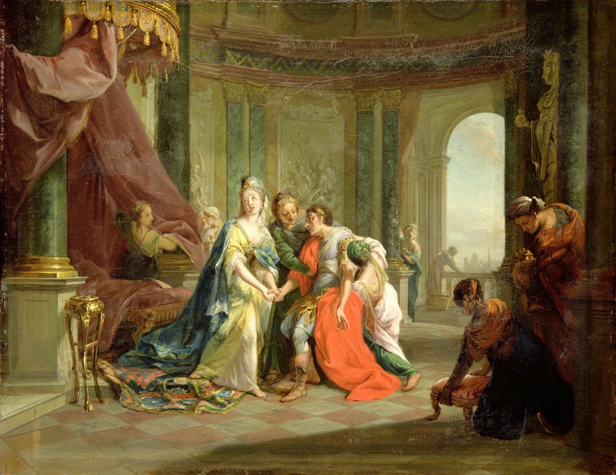 Anthony, dødelig såret, med Cleopatra, ca. 1797-99 av Johann Heinrich Tischbein