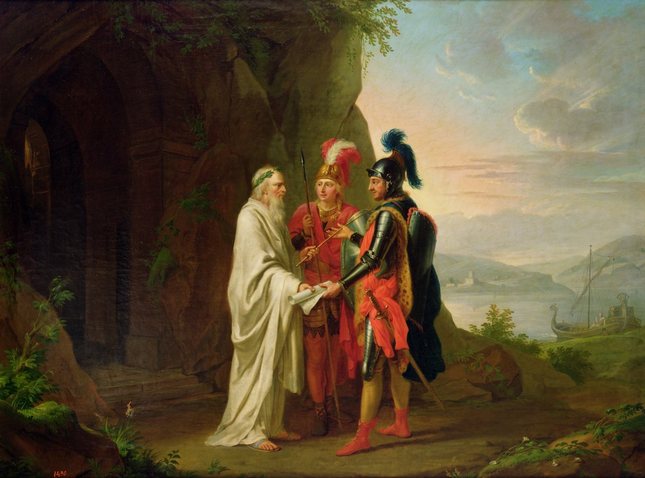 Carlo og Ubaldo besøker trollmannen i deres søken etter den tapte Rinaldo, 1782 av Johann Heinrich Tischbein