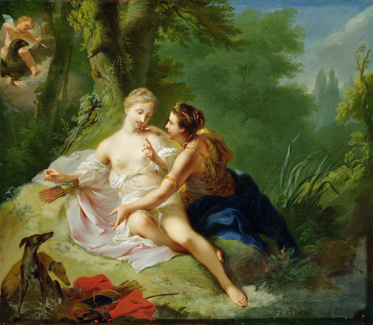 Jupiter forkledd som Diana og forfører Callisto, ca. 1756 av Johann Heinrich Tischbein