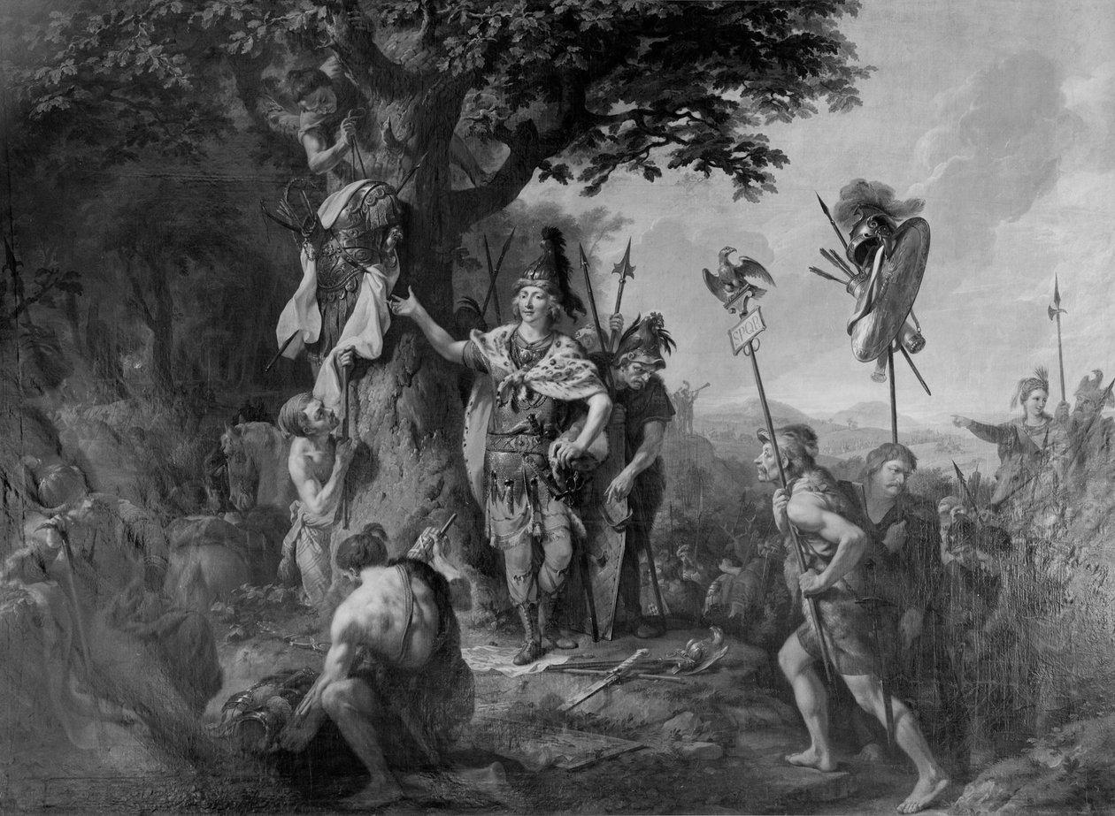 Hermann feirer seier etter slaget i Teutoburgerskogen av Johann Heinrich Wilhelm Tischbein