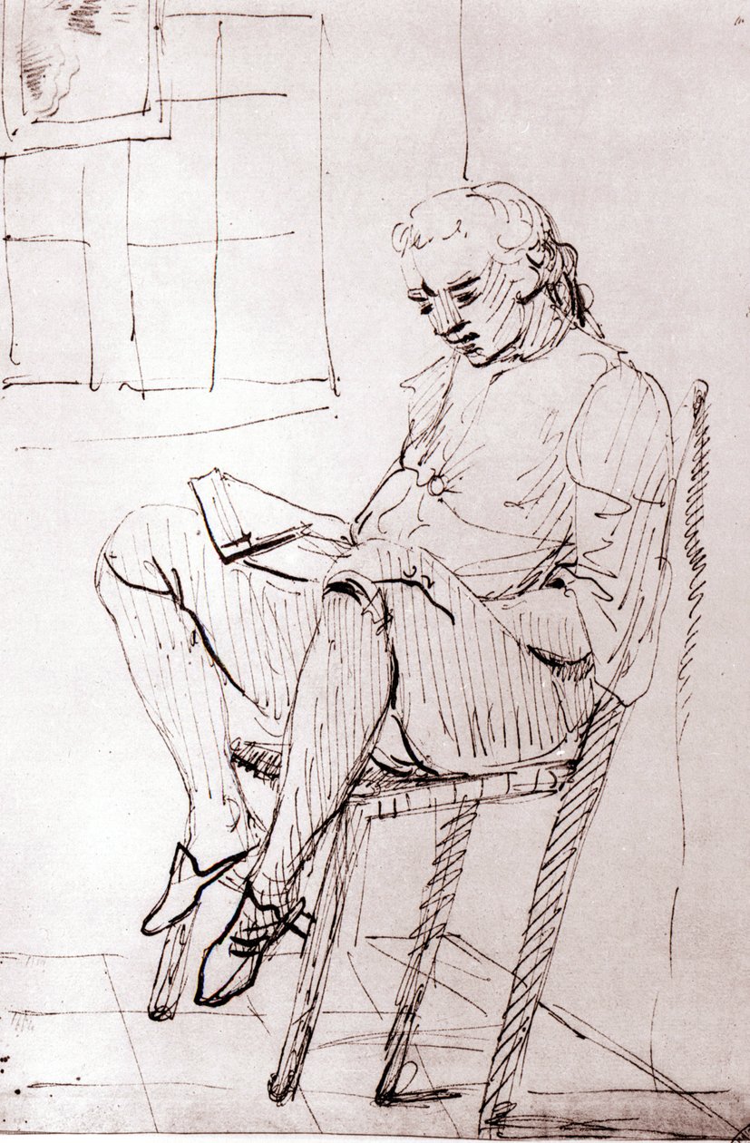 Johann Wolfgang Von Goethe i sitt hus i Roma av Johann Heinrich Wilhelm Tischbein (1751-1829) (også kalt Goethe-Tischbein eller Goethe Tischbein). sd. 1700-tallet. av Johann Heinrich Wilhelm Tischbein