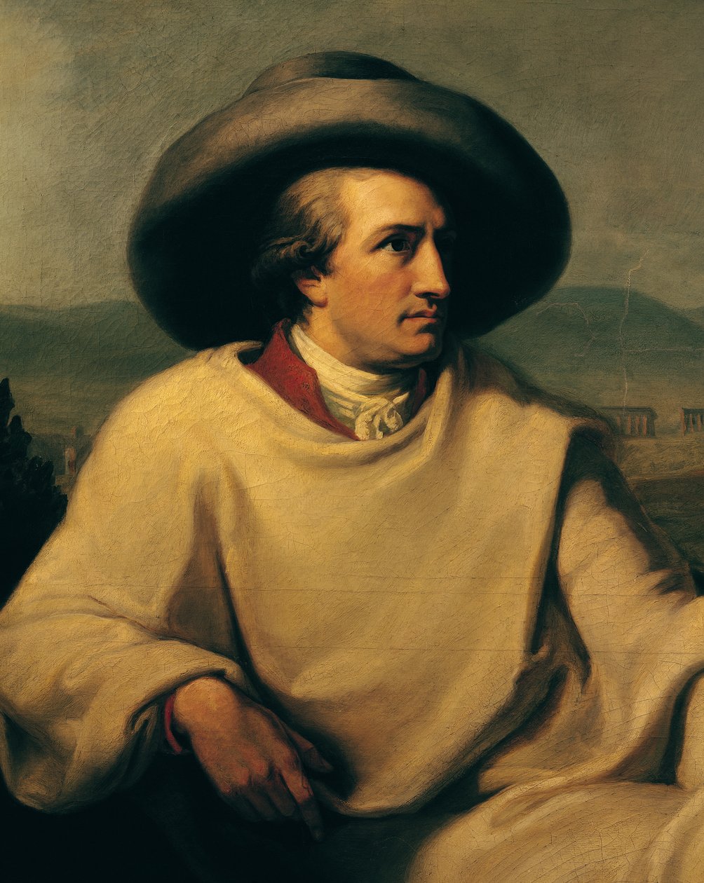 Johann Wolfgang von Goethe (1749-1832) i Campagna, ca. 1790 (detaljer) av Johann Heinrich Wilhelm Tischbein