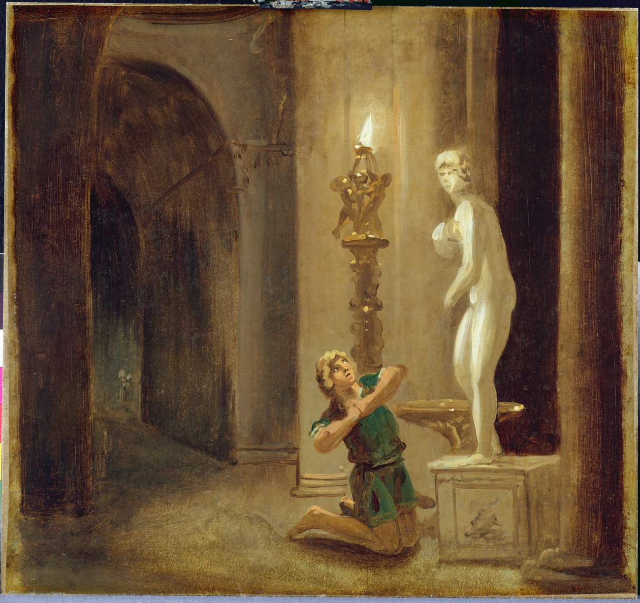 Pygmalion før statuen av Venus, ca. 1800 (olje på papir) av Johann Heinrich Wilhelm Tischbein