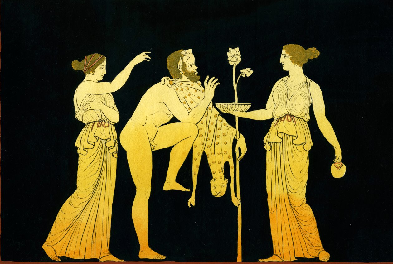 To maenads tilbyr vin til Dionysos ca. 1796 av Johann Heinrich Wilhelm Tischbein
