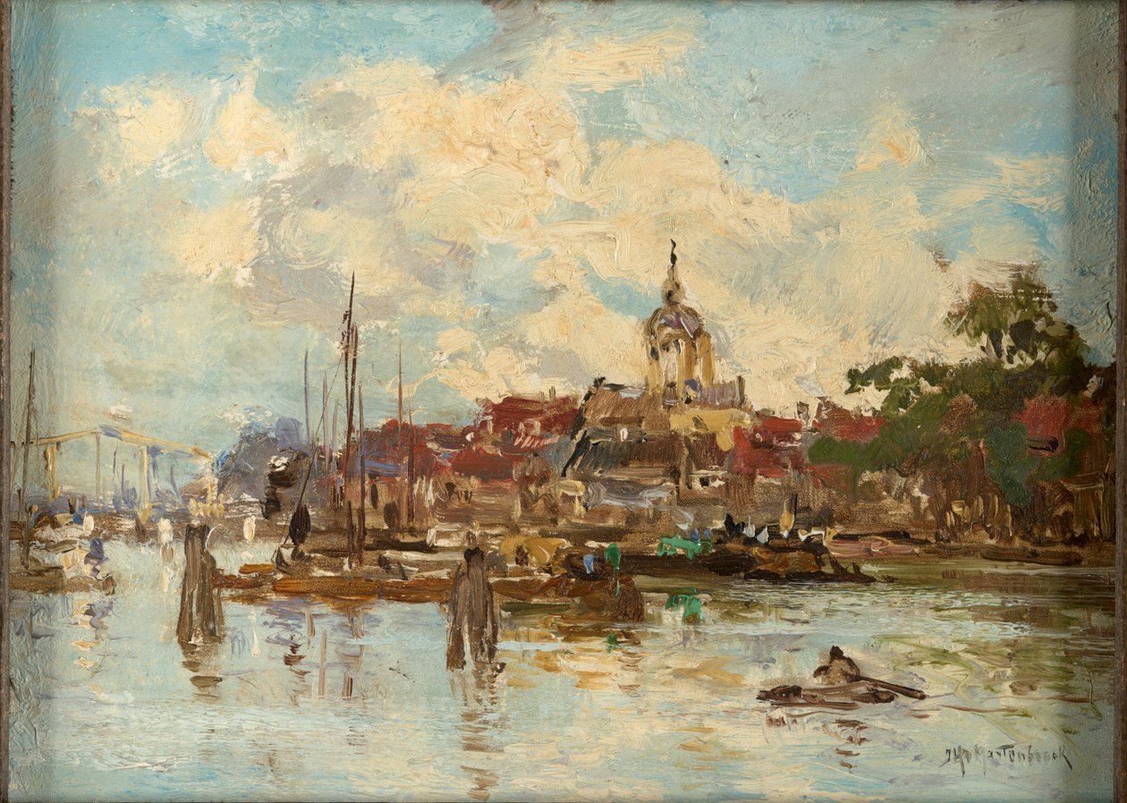 Amsterdam (olje på panel) av Johann Hendrik Mastenbroek