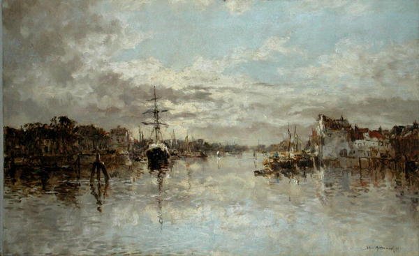 Utsikt over Rotterdam (olje på lerret) av Johann Hendrik Mastenbroek