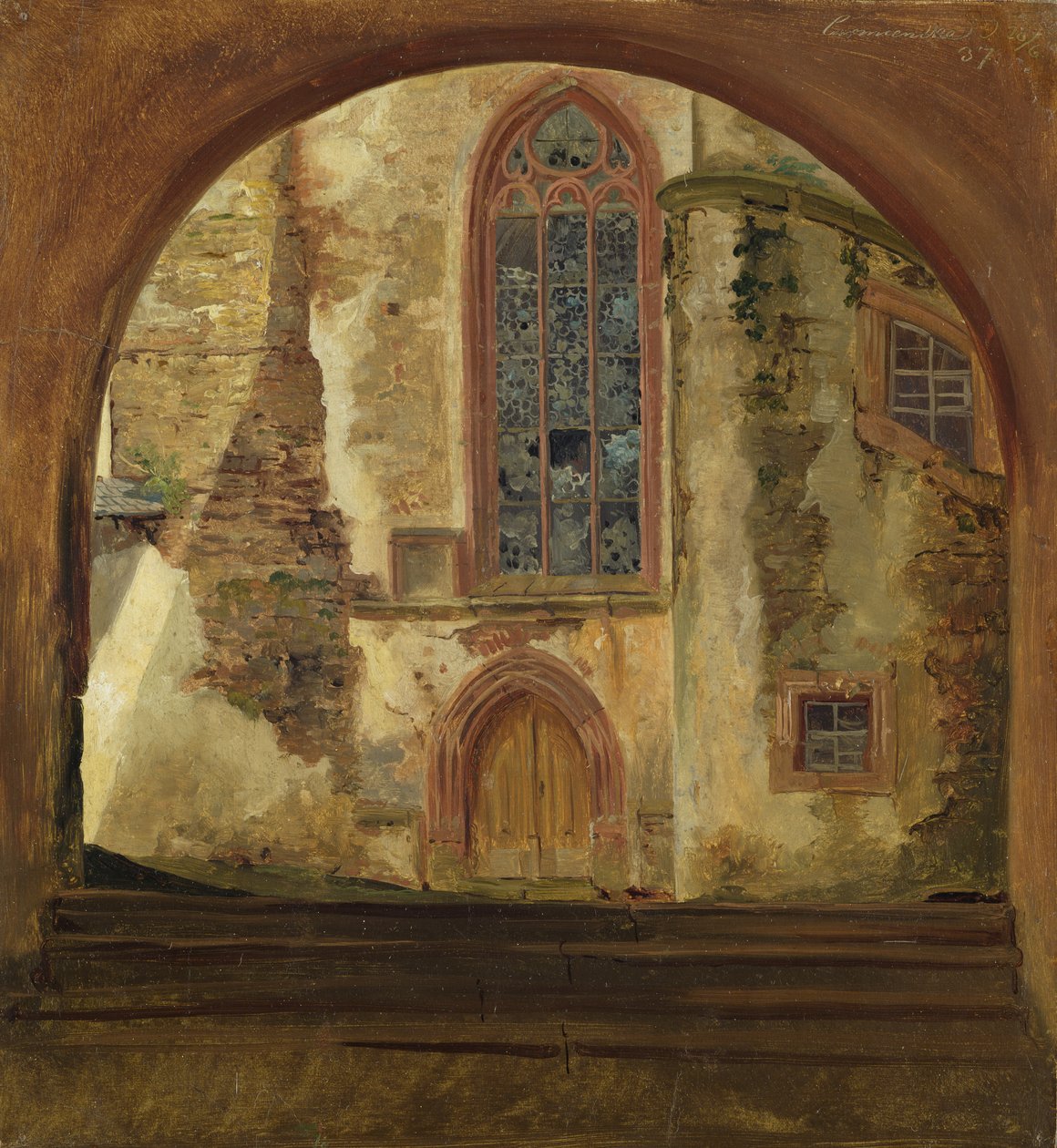 Detalj av Rochsburg slott i Sachsen av Johann Herman Carmiencke
