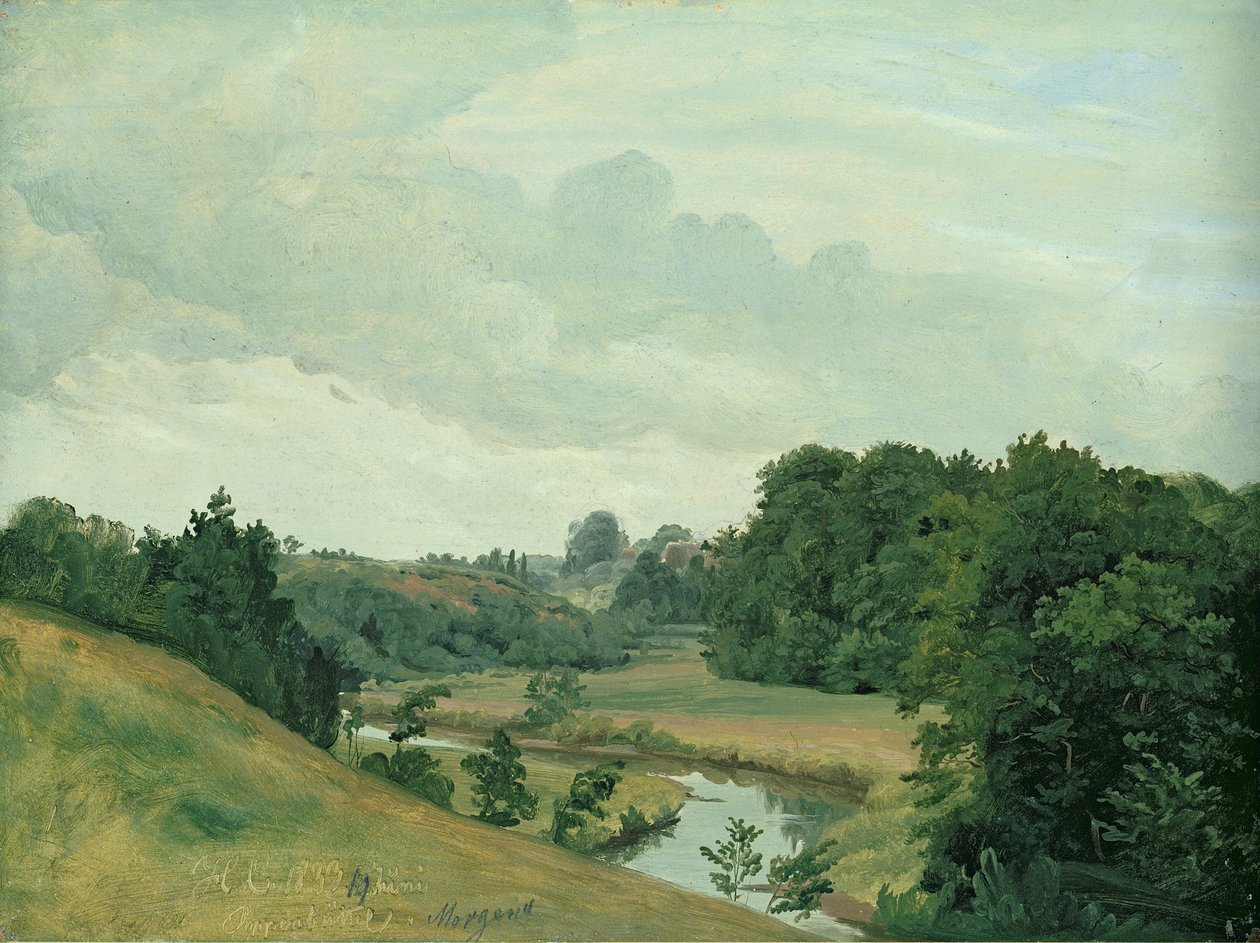 Elven Alster ved Poppenbuttel om morgenen, 1883 av Johann Herman Carmiencke