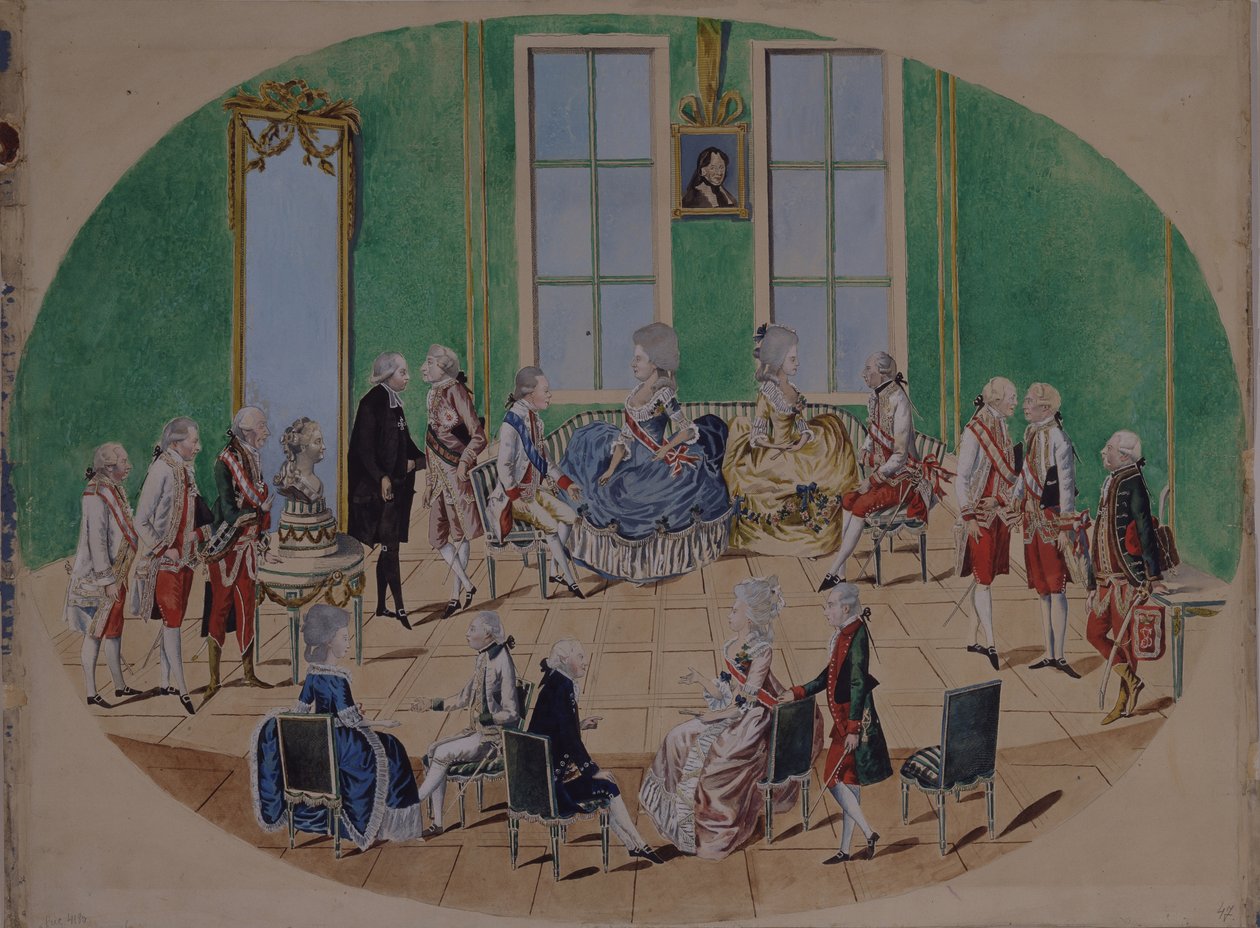 Storhertug Pavel Petrovich og storhertuginne Maria Fyodorovna i Wien i 1782, 1782 av Johann Hieronymus Loeschenkohl