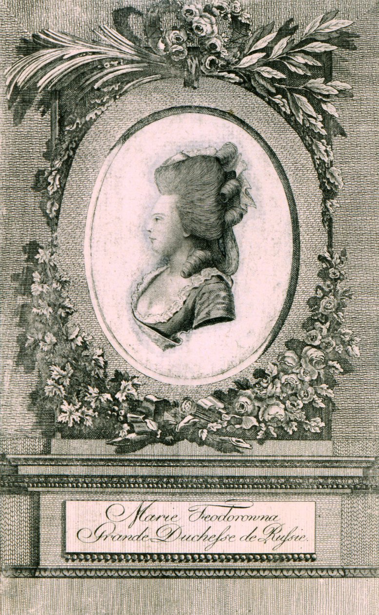 Portrett av storhertuginne Maria Feodorovna Sophie Dorothea av Württemberg 1759-1828, 1781 av Johann Hieronymus Loeschenkohl