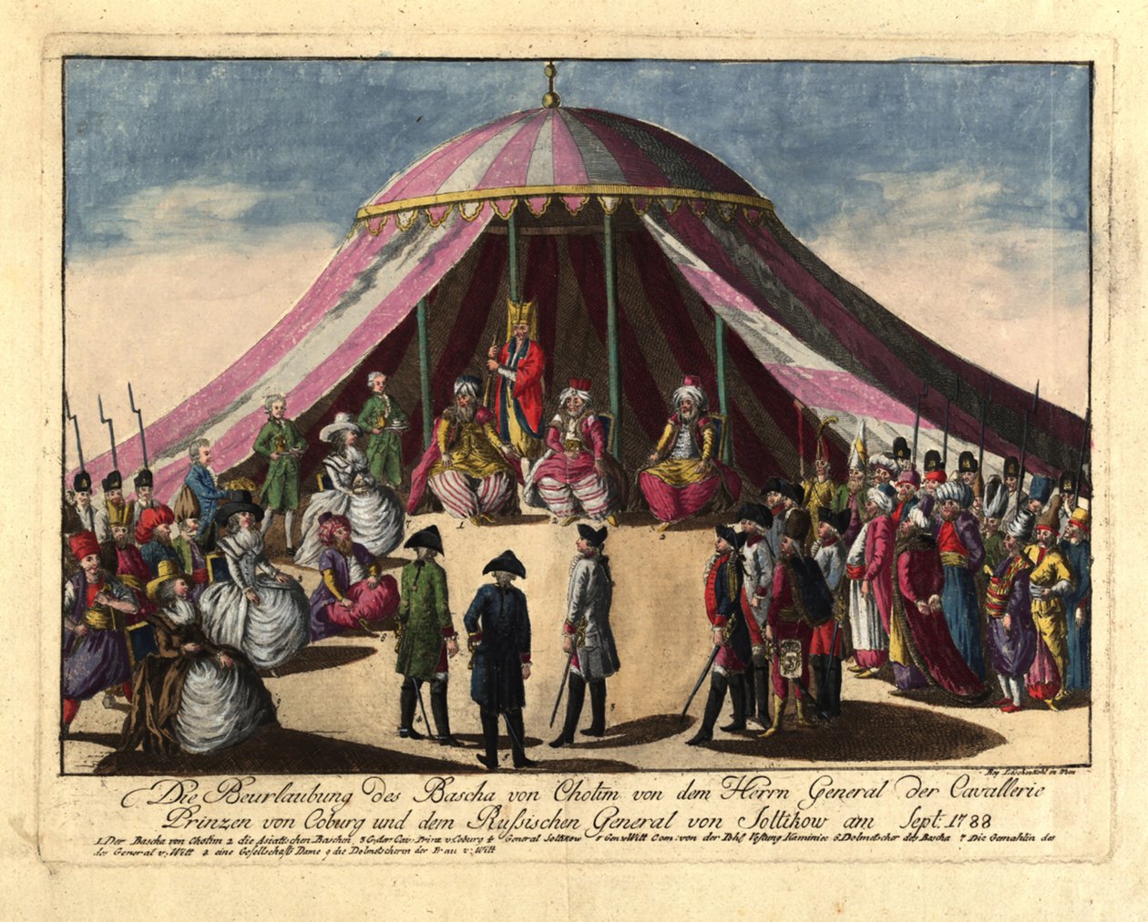 Avsetningen av Pasha av Khotyn av prins Josias av Saxe-Coburg og general ..., september 1788. av Johann Hieronymus Loeschenkohl