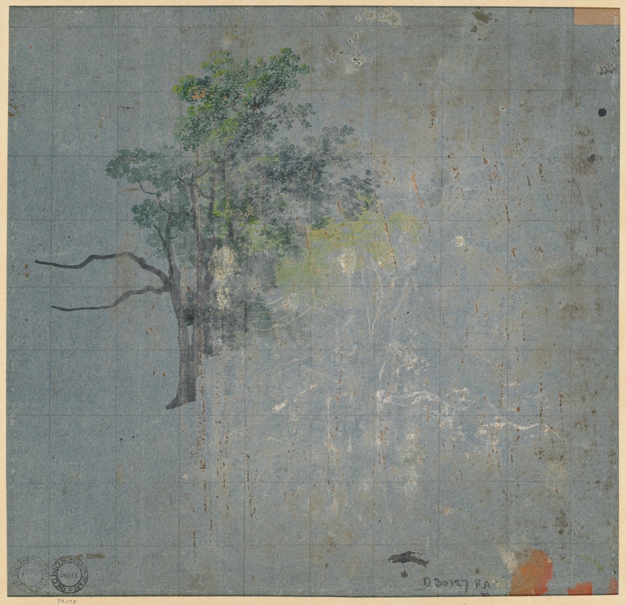 Trestudier (verso) av Johann Jacob Dorner