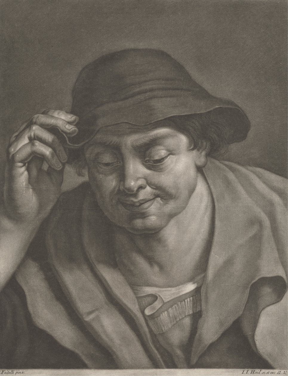 Mann med hatt av Johann Jacobus Haid