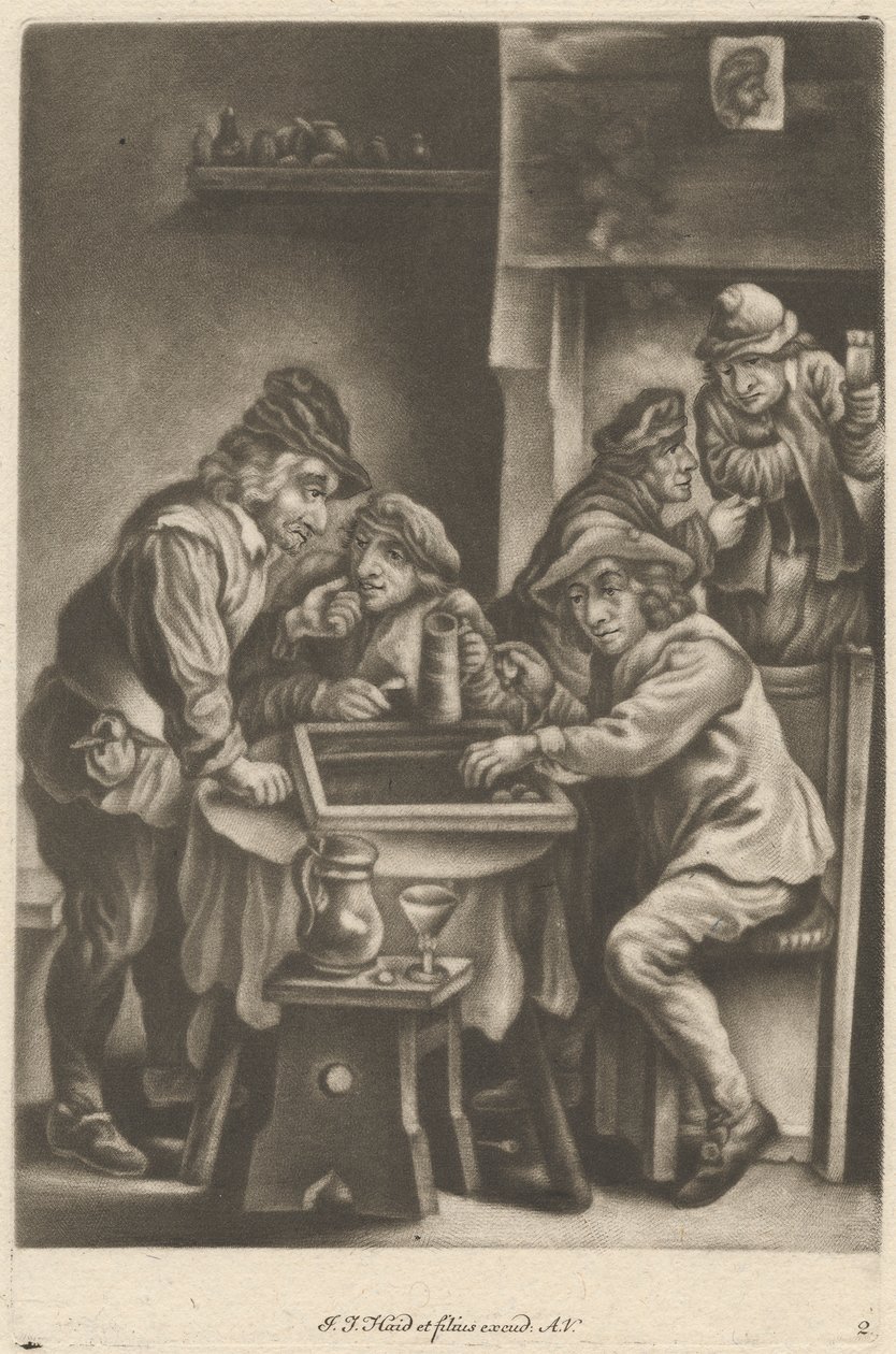 Menn som spiller backgammon av Johann Jacobus Haid