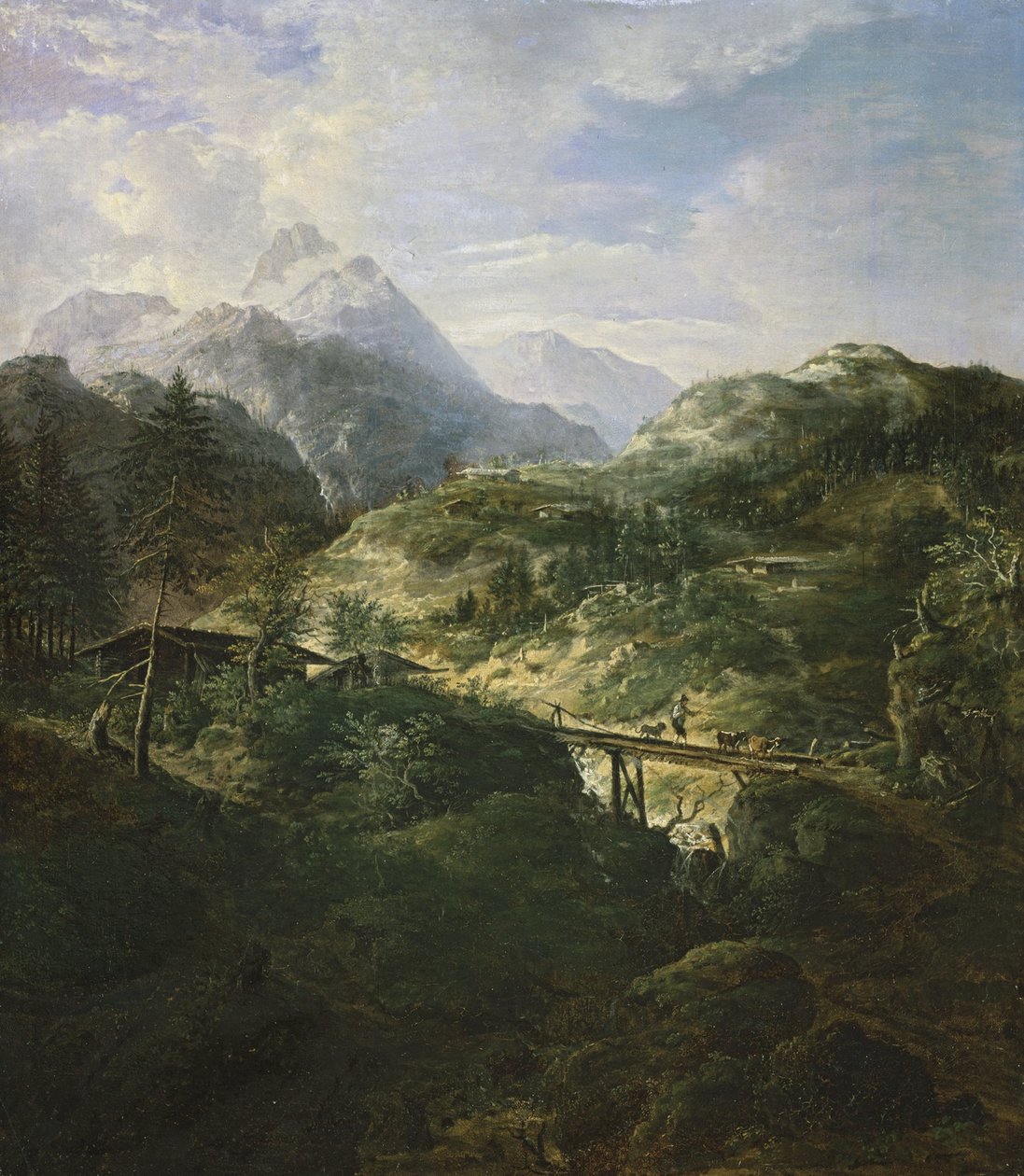 Fjelllandskap med bro av Johann Jakob Dorner der Jüngere