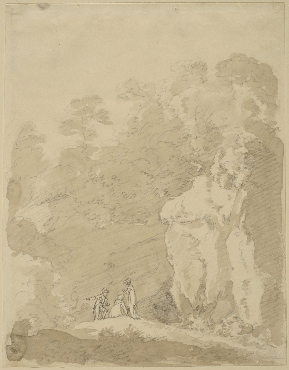 herremann og to damer av Johann Jakob Dorner der Jüngere