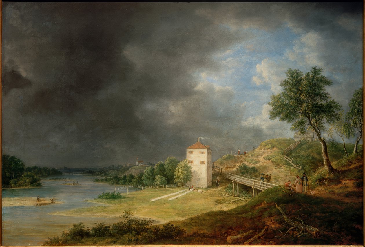 Isar-landskapet ved Brunnhaus Brunnthal av Johann Jakob Dorner der Jüngere