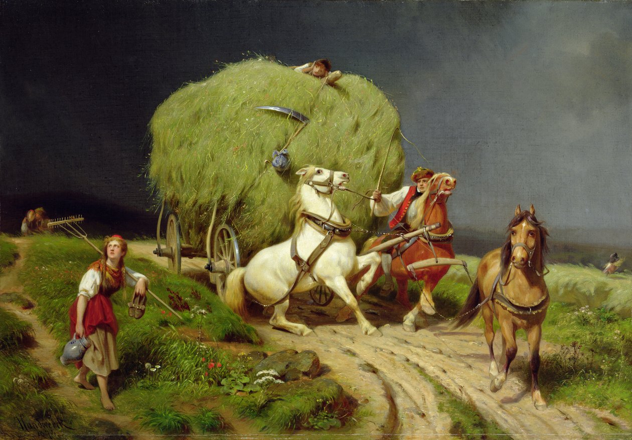 Høyvognen, 1874 av Johann Jakob Eduard Handwerk