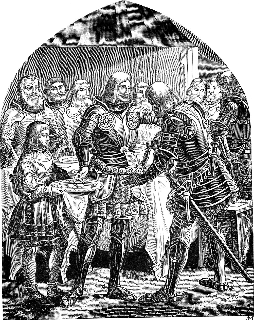 Ett egg stykket rundt, men to egg til den galante Schweppermann Fra det tyske folks historie av E. Duller, 1840 av Johann Jakob Kirchhoff
