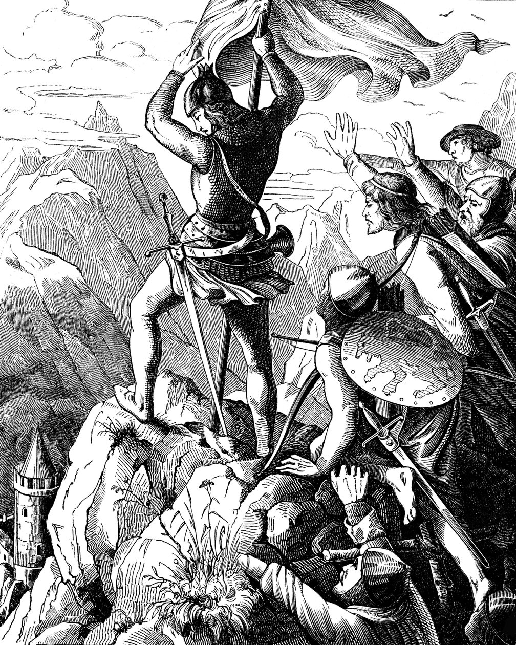 Otto I av Bayern forhindrer et nederlag av keiseren nær Verona Illustrasjon fra det tyske folks historie av E. Duller, 1840 av Johann Jakob Kirchhoff