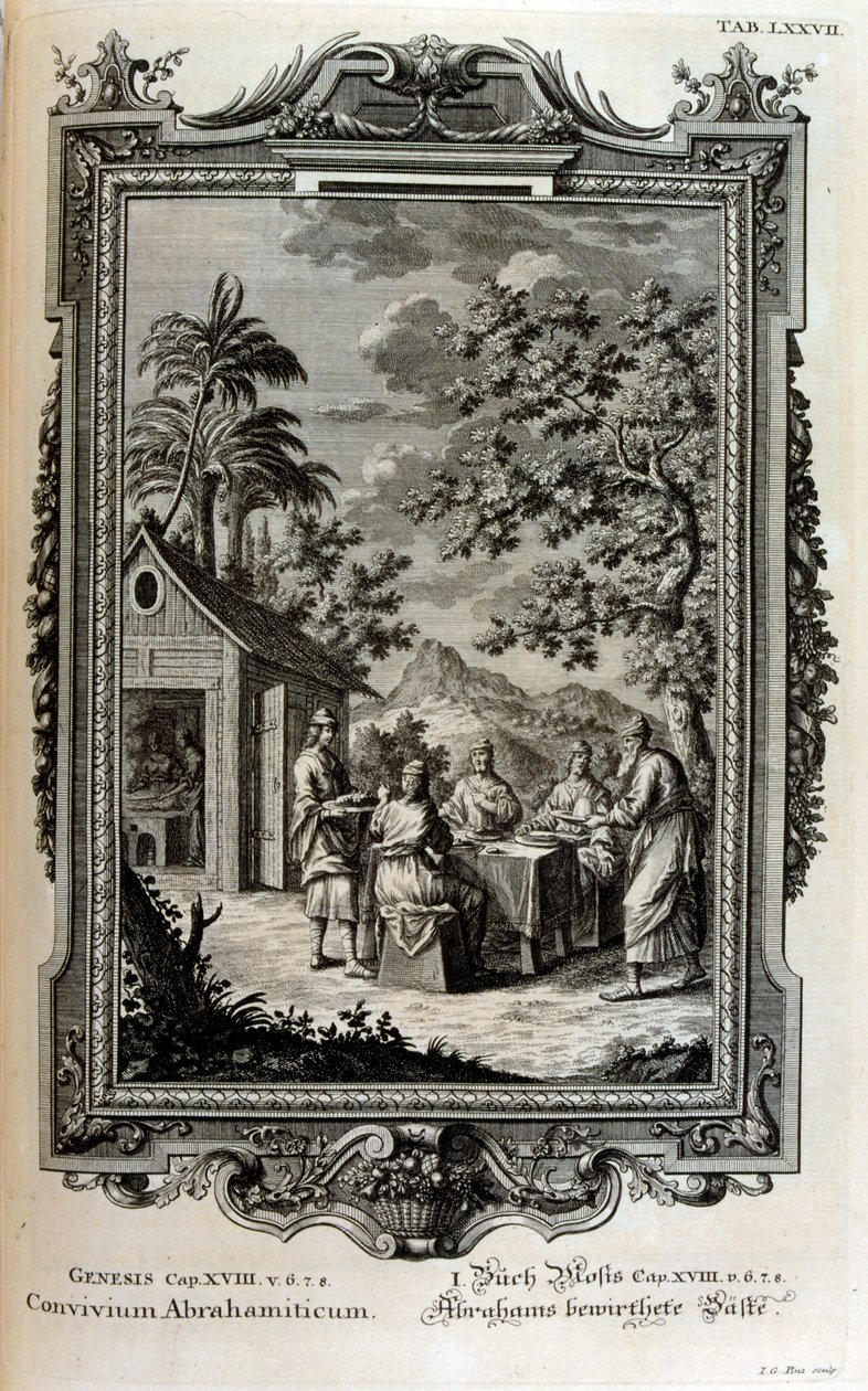 Abraham besøkt av engler av Johann Jakob Scheuchzer