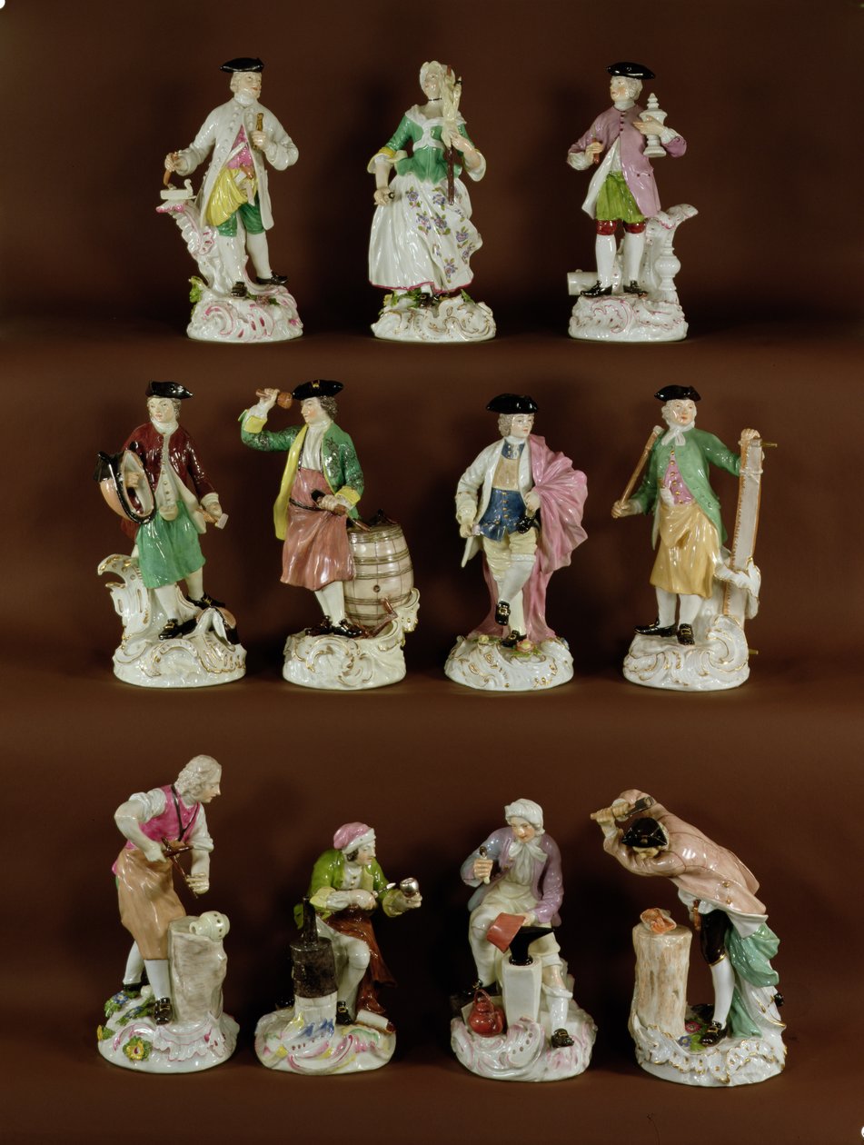 Elleve figurer av håndverkere av Johann Joachim Kaendler
