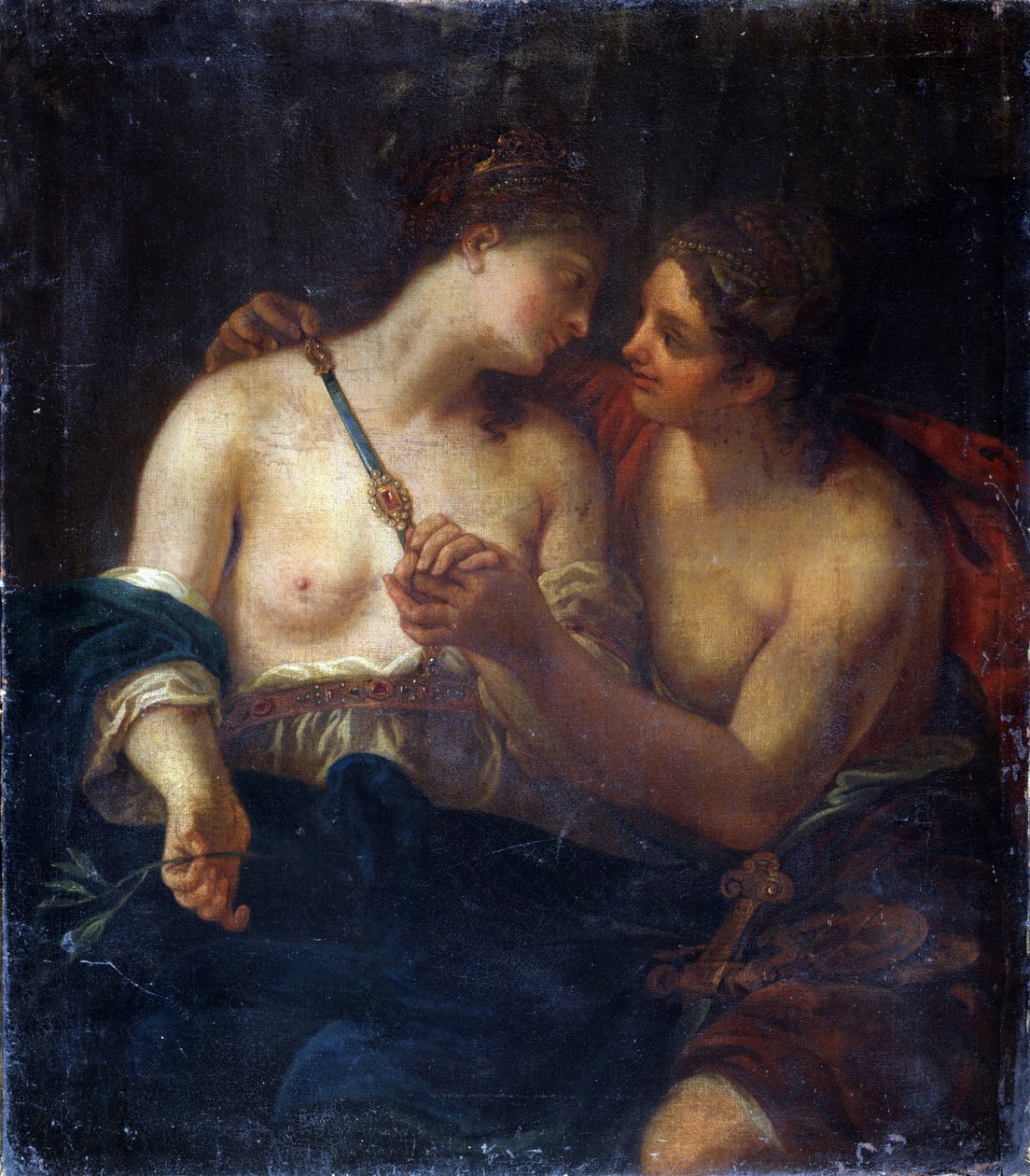 Allegori om fred. (Allegori om fred). Vennskap mellom to kvinner. Maleri av Johann Karl Loth (1632-1698). Olje på lerret. Pushkin Museum of Fine Arts, Moskva av Johann Karl Loth