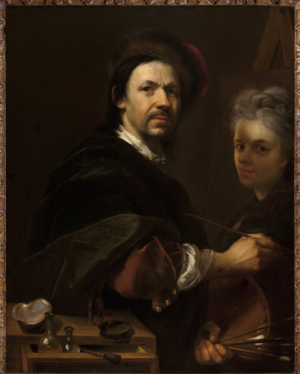 Selvportrett med kone - Selvportrett med kone - Jan (Johann) Kupecky (Kupetzky) (1667-1740). olje på lerret av Johann Kupetzky