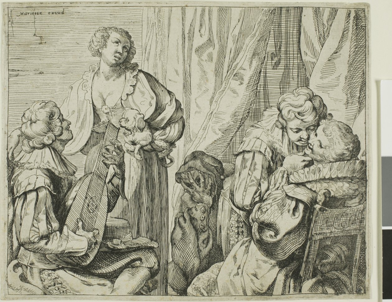 Interiør med to par elskere og en tosk av Johann Liss