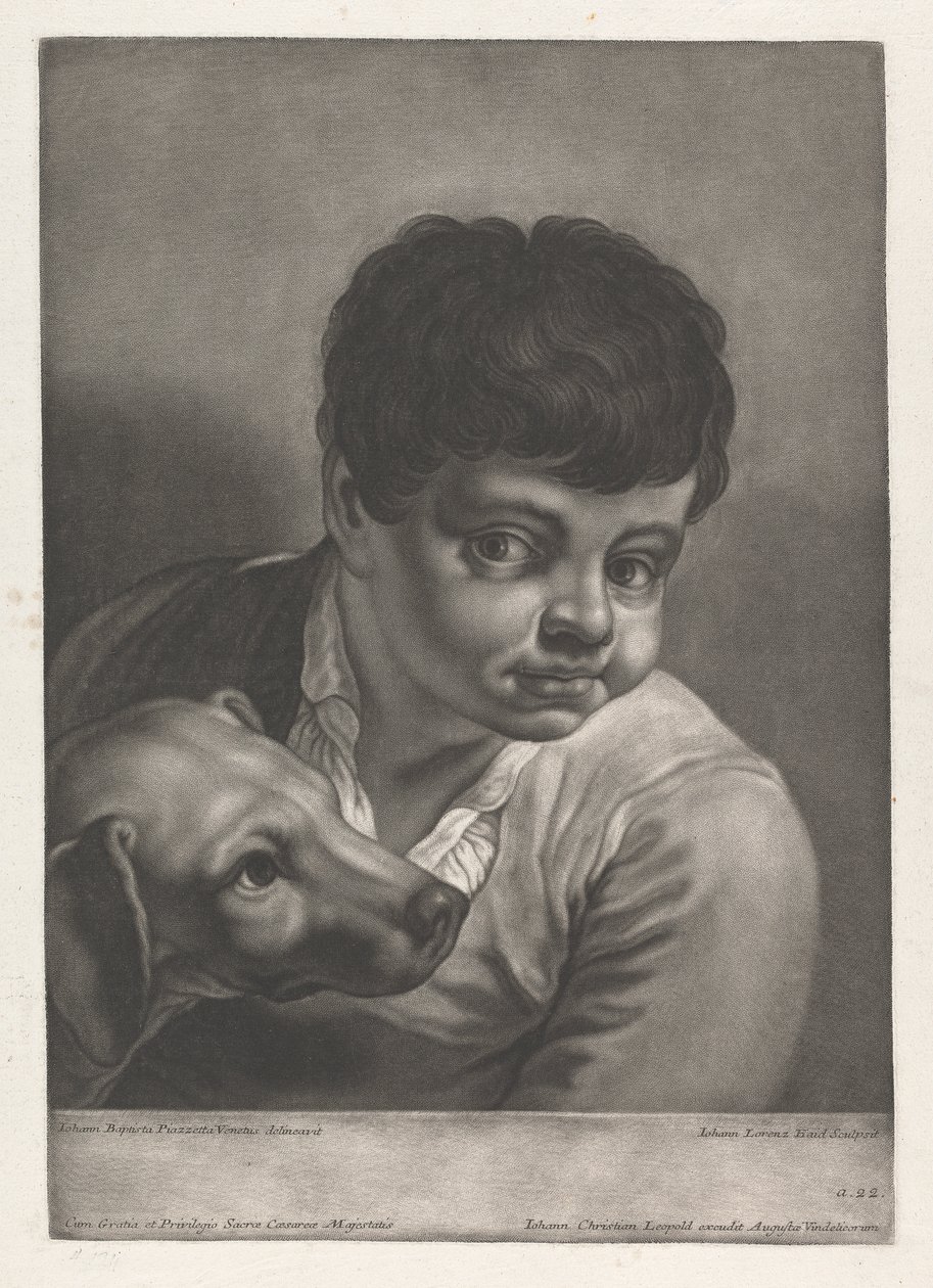 Portrett av gutt og hund av Johann Lorenz Haid